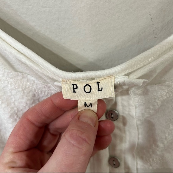 POL White Buttoned Peplum Babydoll Camisole Tank Top Women’s Size Medium - Picture 3 of 6